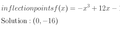 The inflection points of f(x)=-x^3+12x-16 are (0,-16)